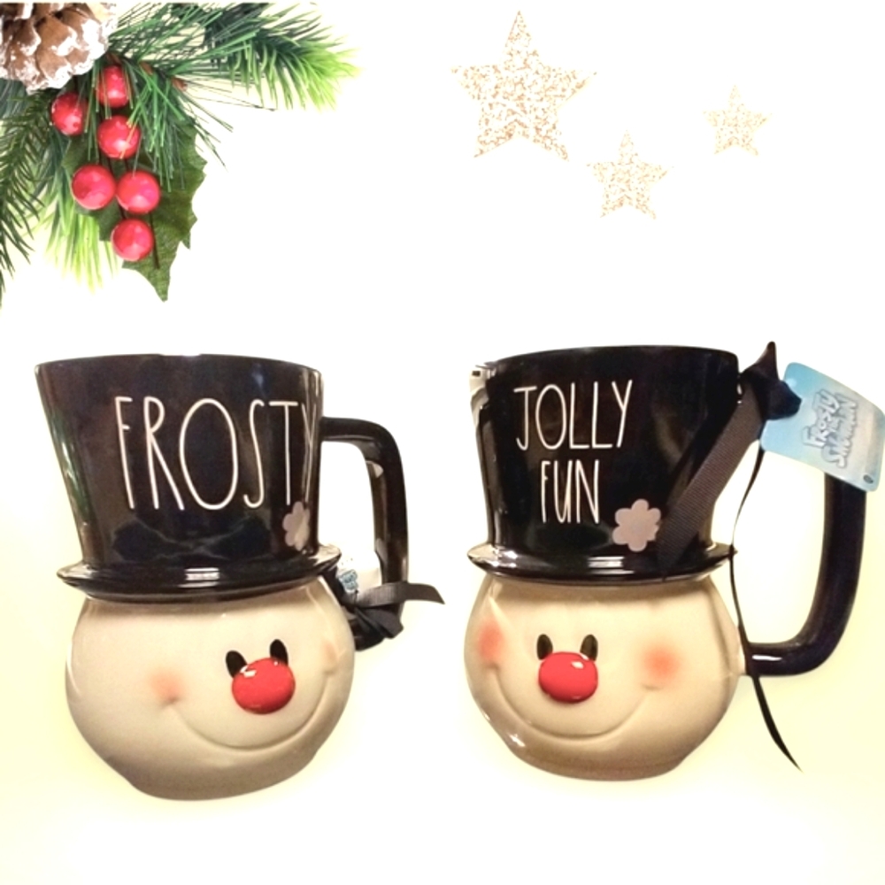 NWT 2 Rae Dunn Frosty the Snowman Collection JOLLY FUN FROSTY Mugs